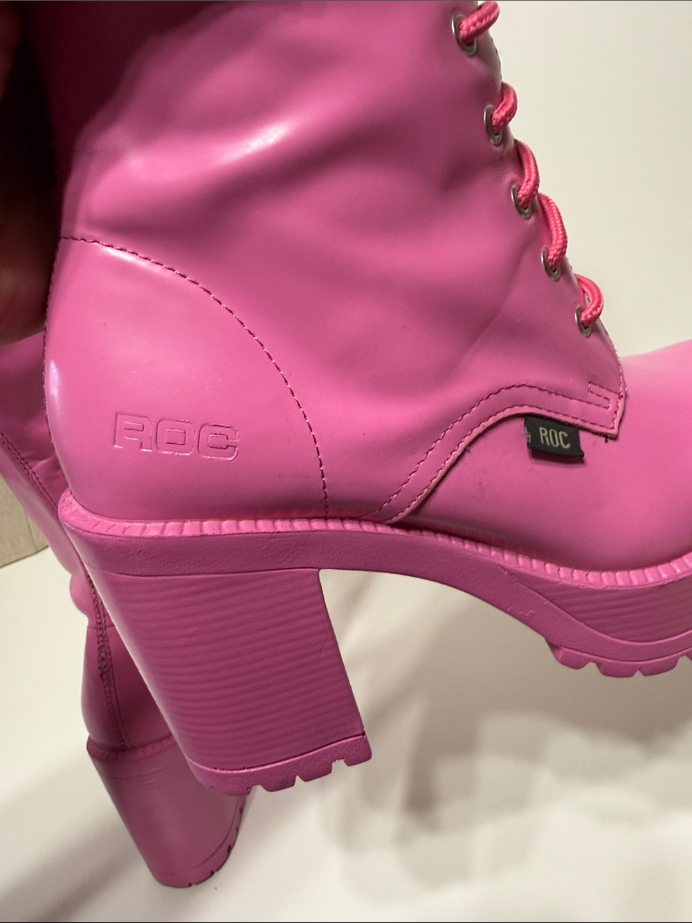 ROC Boots Australia “Lash” Leather Knee-High Lace-Up Platform Boots Rare - Picture 9 of 17